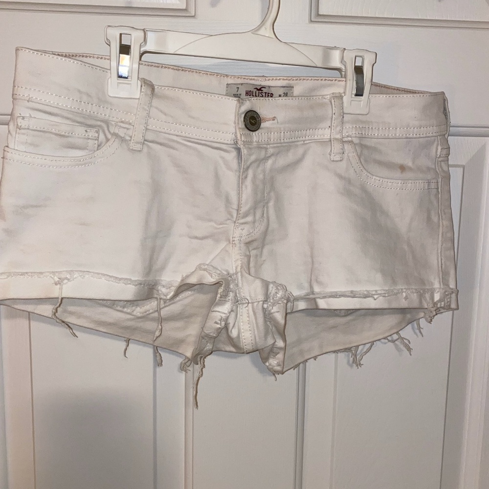 Hollister Low-Rise White Denim Shorts